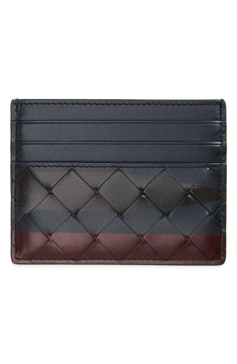Bottega Veneta Intrecciato Leather Card Case, Alternate, color, 4328 Midnight