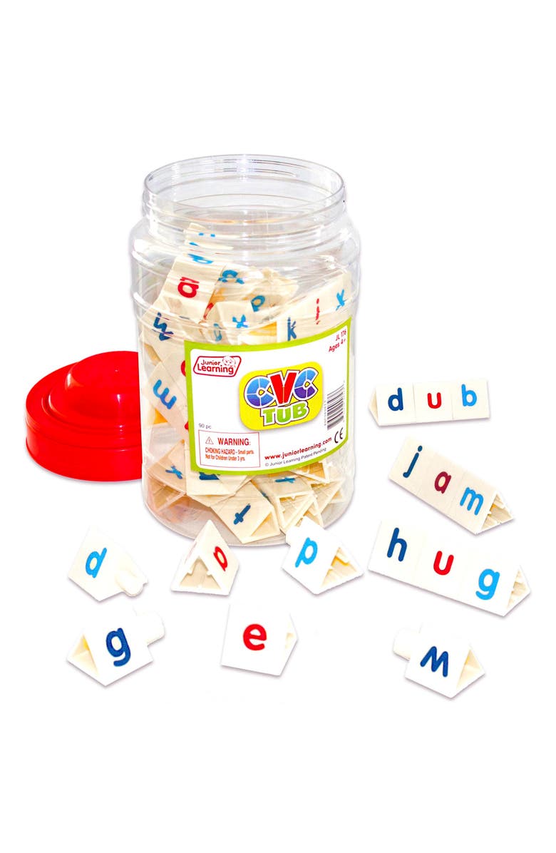 Junior Learning Cvc Triblocks Tub, 90 Blocks, Phonemic Awareness, Pre K1, Main, color, Multicolored