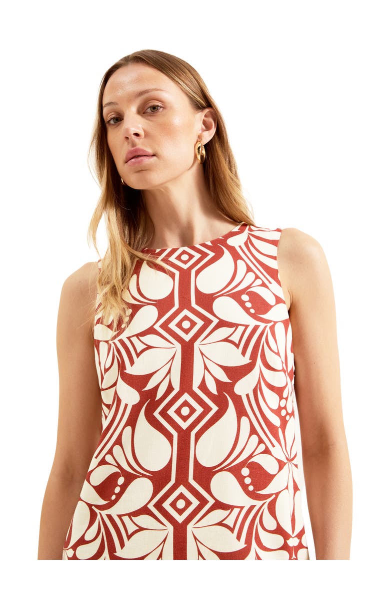 Ro&Zo Tile Printed Shift Dress, Alternate, color, Brown