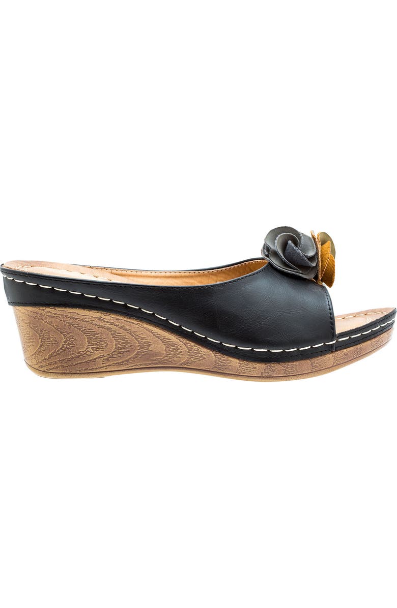 GOOD CHOICE NEW YORK Sydney Floral Platform Wedge Sandal, Alternate, color, Black