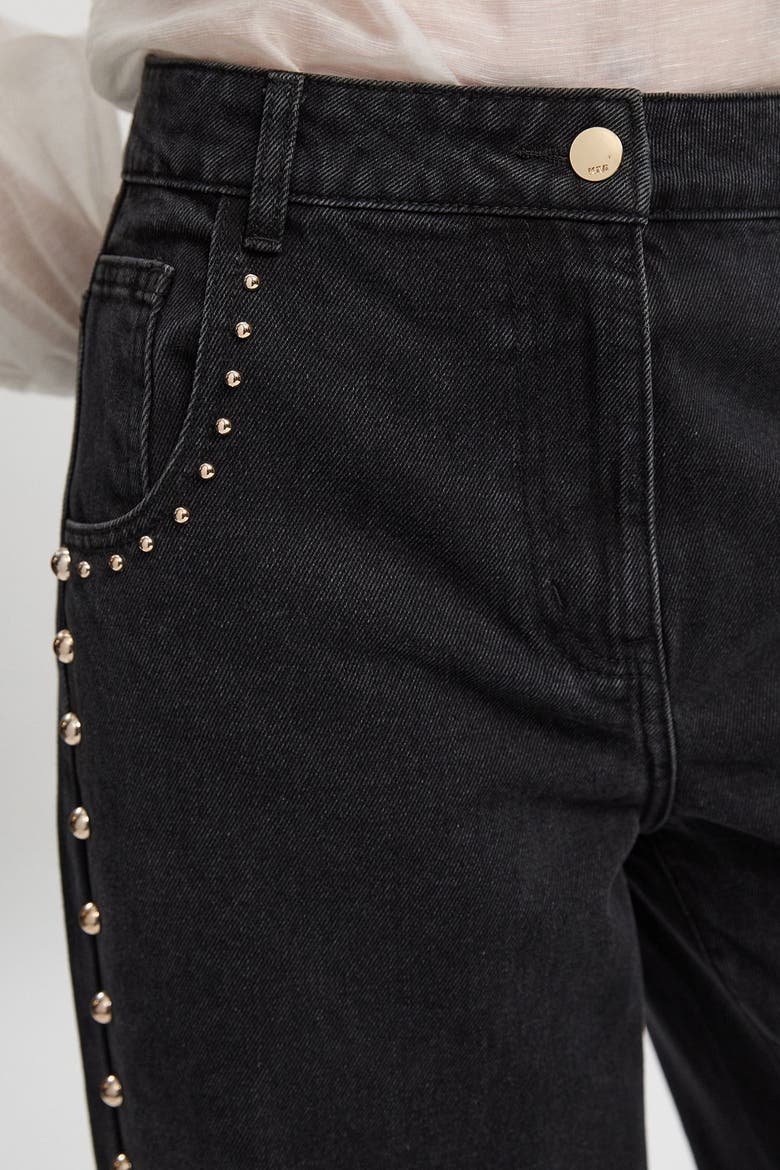 Denim Studded Wide Leg Jeans, Alternate, color, Black