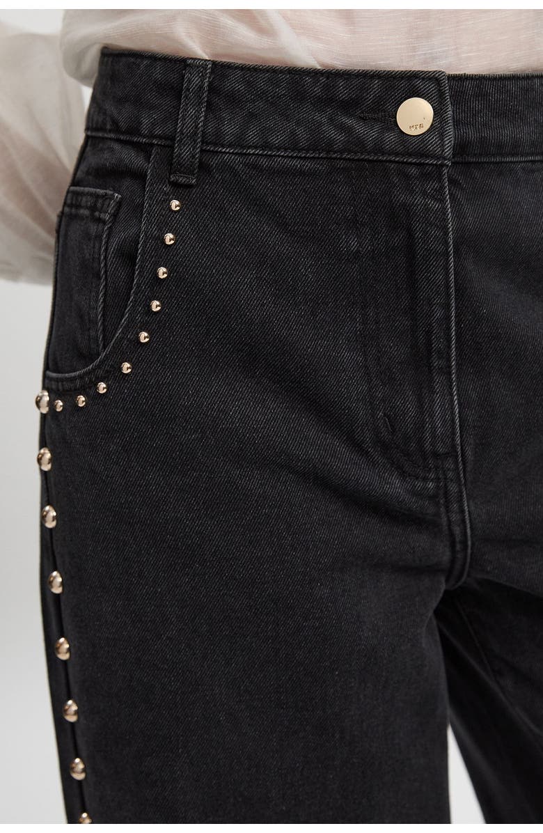 Karen Millen Denim Studded Wide Leg Jeans, Alternate, color, Black