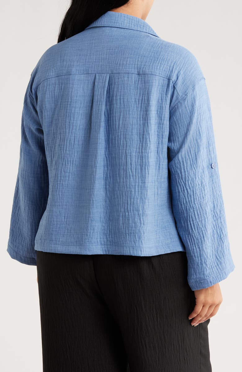 MAX STUDIO Textured Collared Shirt, Alternate, color, Chambray