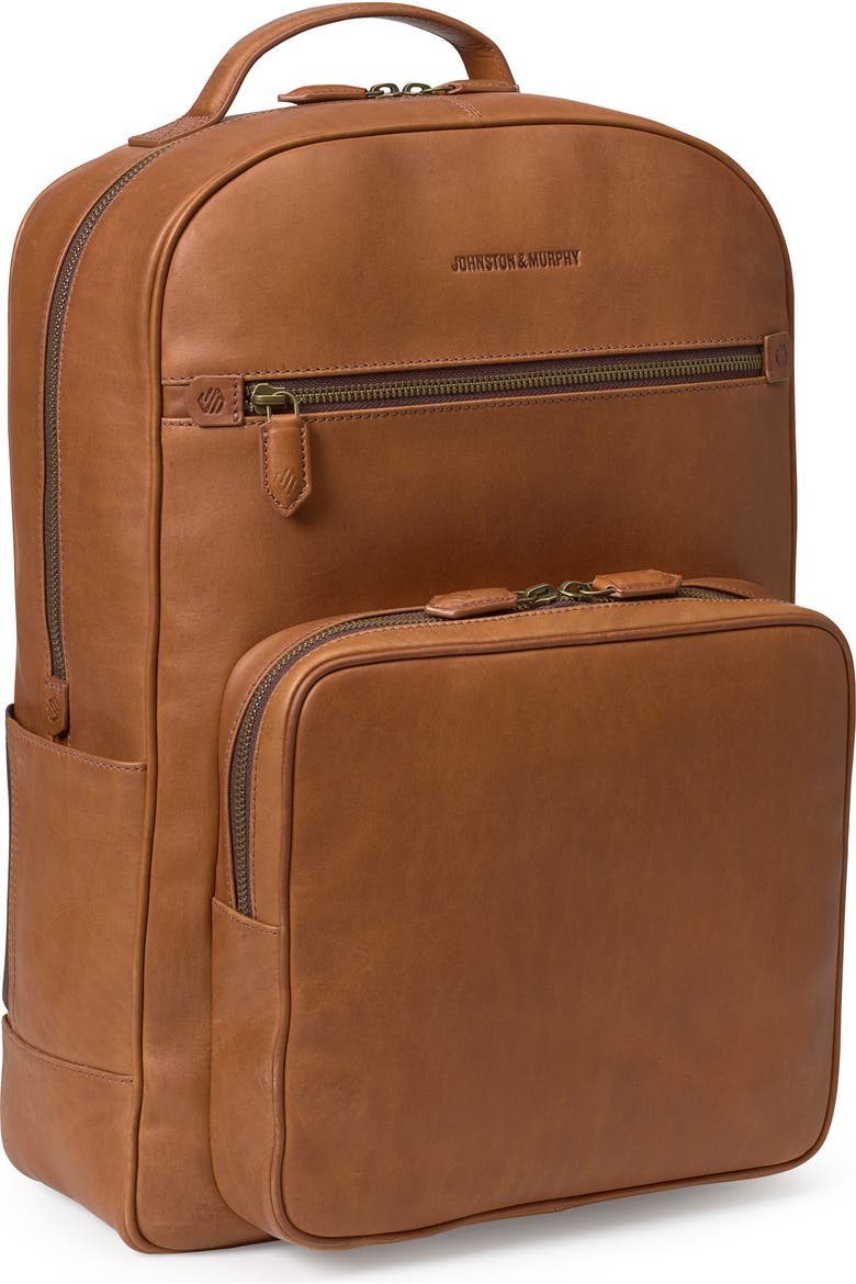 brown leather backpack men Tamarao Rucksack by Capra two slip pouches in the main storage compartment (one of which is expandable Lycra for safe water bottle storage) Oakland Leather Backpack - Walnut
