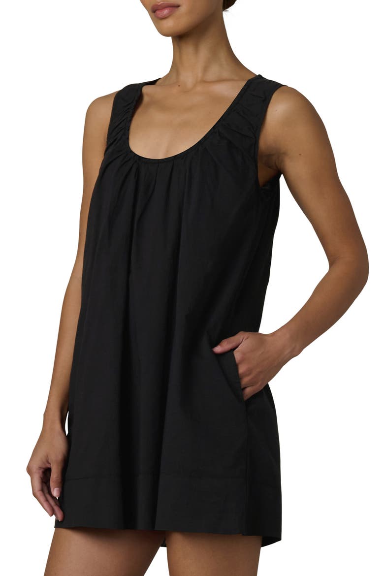 The Ana U-Neck Sleeveless Cotton Voile Minidress, Alternate, color, BLACK