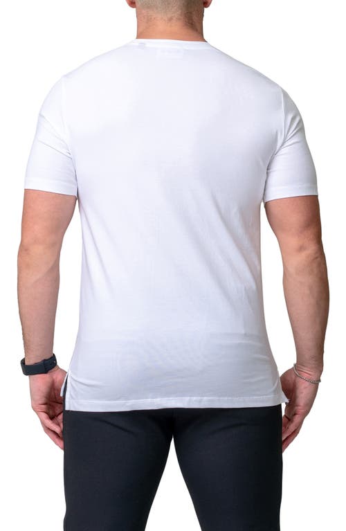 Maceoo Scribbleskull White Embroidered Skull Stretch Cotton T-shirt In White