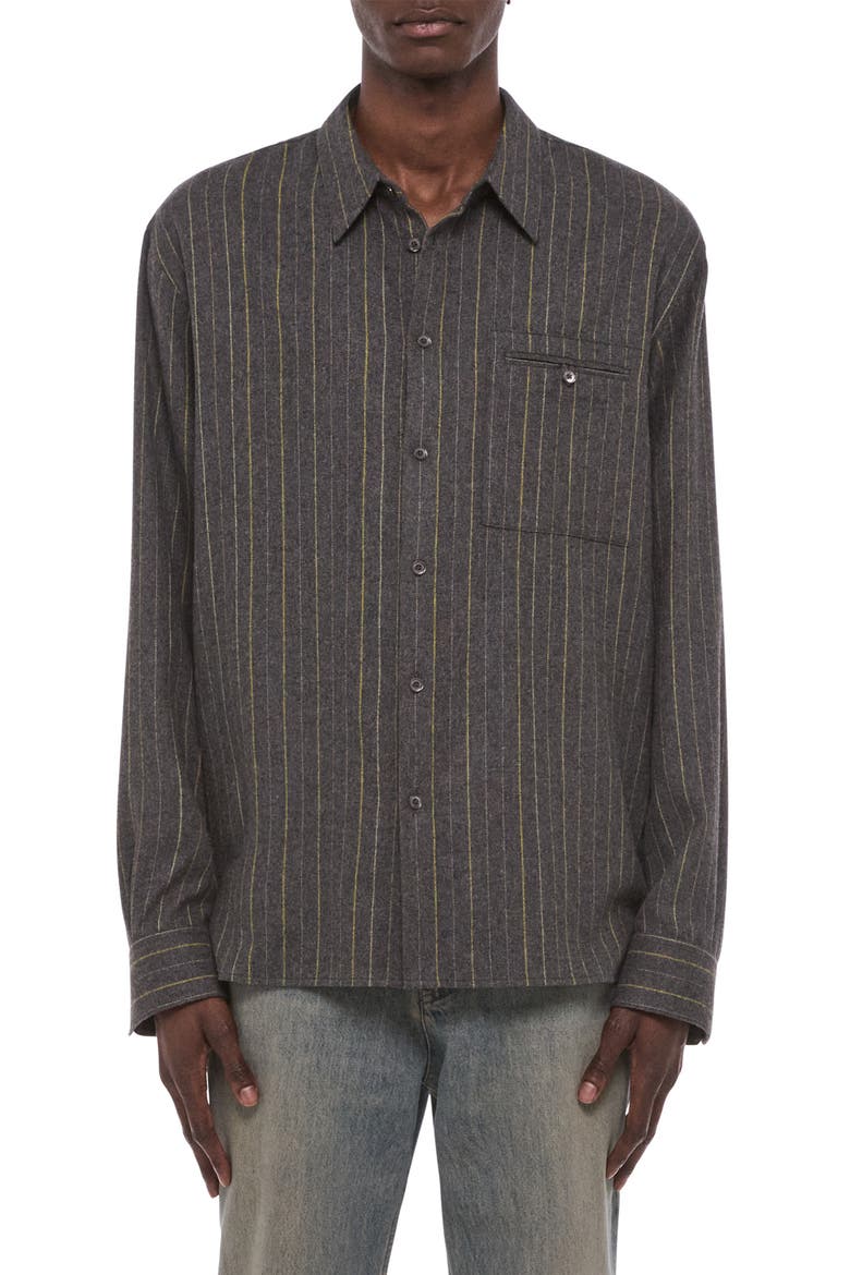 Relaxed Long Sleeve Button Up Shirt, Main, color, GREY MELANGE MULTI