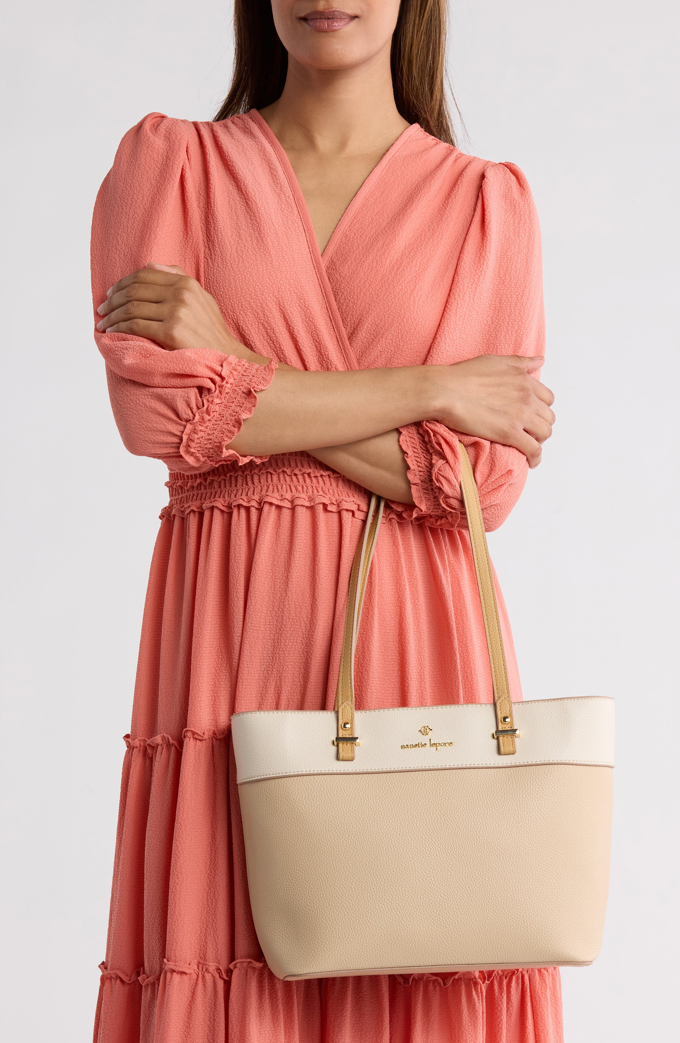 Nanette Lepore Sabine Colorblock Tote Bag & Pouch, Alternate, color, 