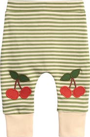 Little Green Radicals Kids' Cherry Appliqué Stripe Joggers