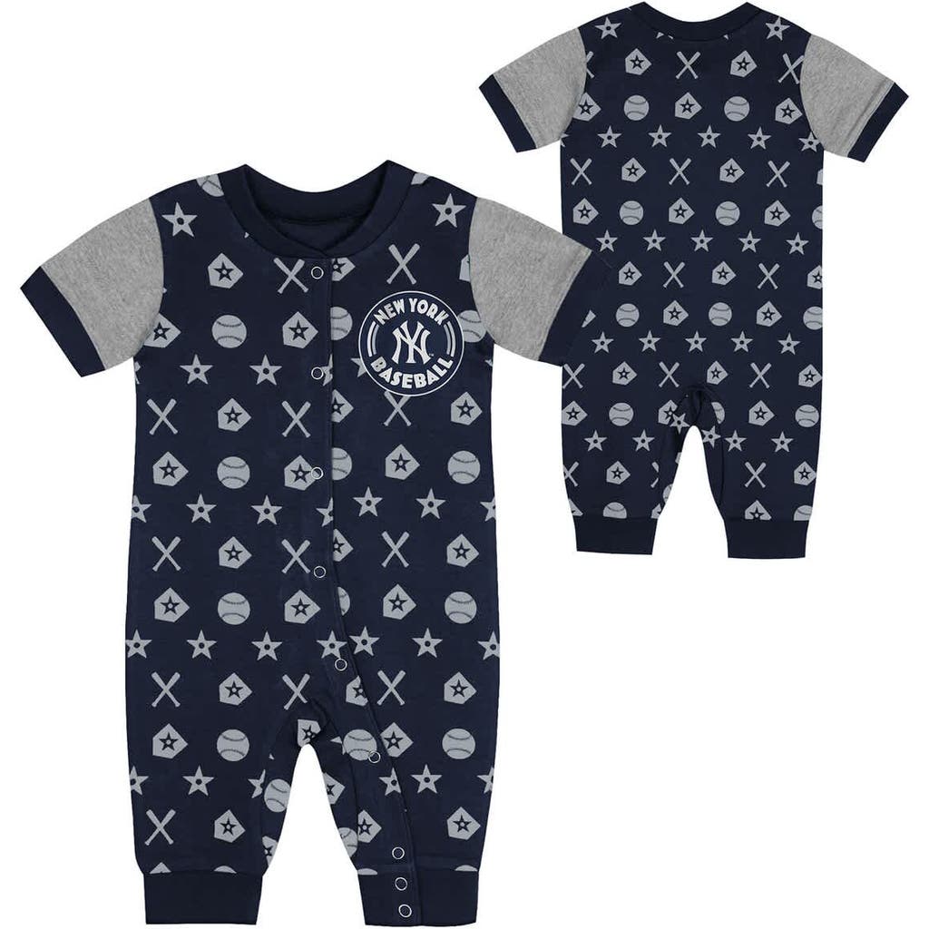 Outerstuff Infant Navy New York Yankees Full-snap Coverall Bodysuit In Blue