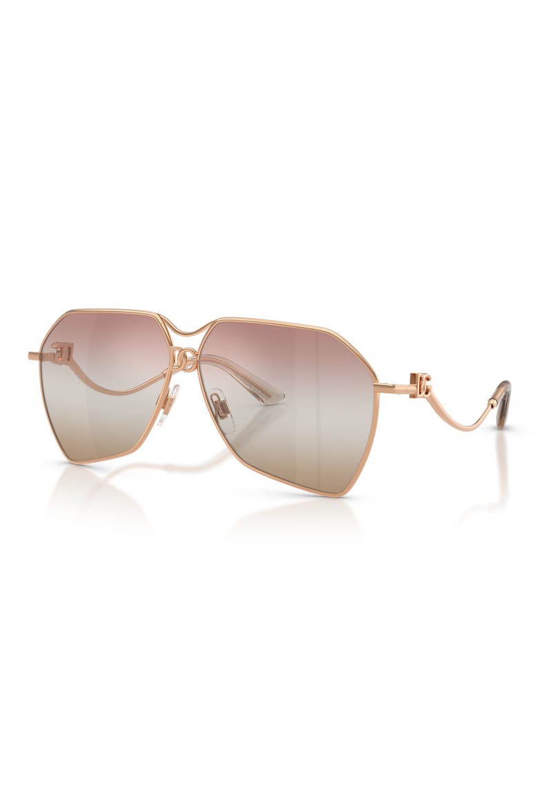 62mm Gradient Pilot Sunglasses, Alternate, color, ROSE GOLD / PINK BROWN