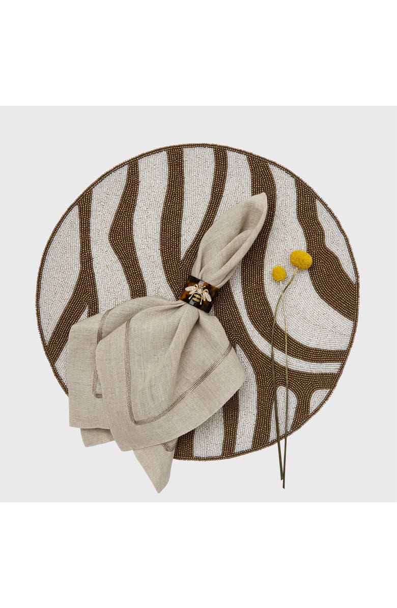 Joanna Buchanan Stripey bee resin napkin rings, set of four, Alternate, color, Brown