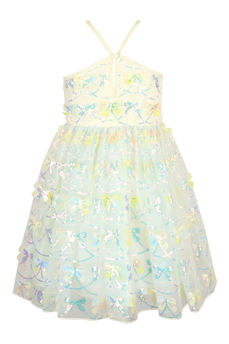 Kids' Sequin Bow Fit & Flare Party Dress, Alternate, color, YELLOW BLUE