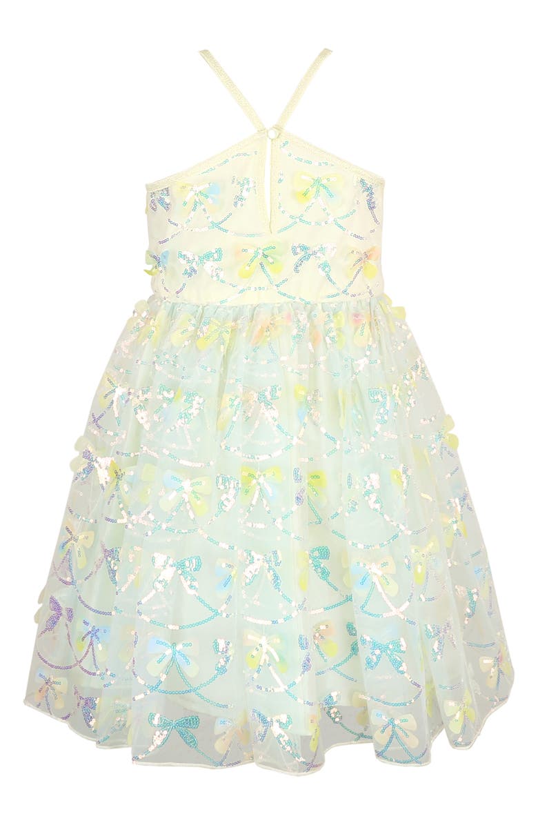 Zunie Kids' Sequin Bow Fit & Flare Party Dress, Alternate, color, Yellow Blue