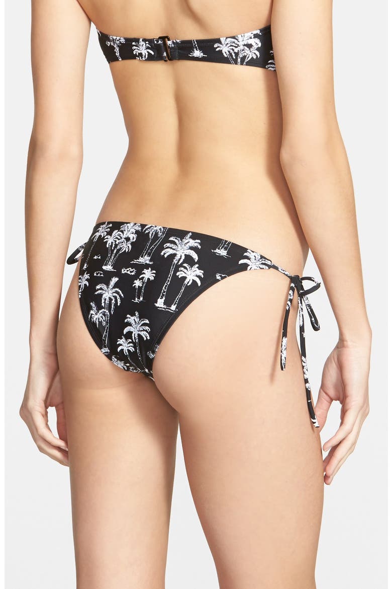 'Palm Reader' Side Tie Bikini Bottoms, Main, color, BLACK