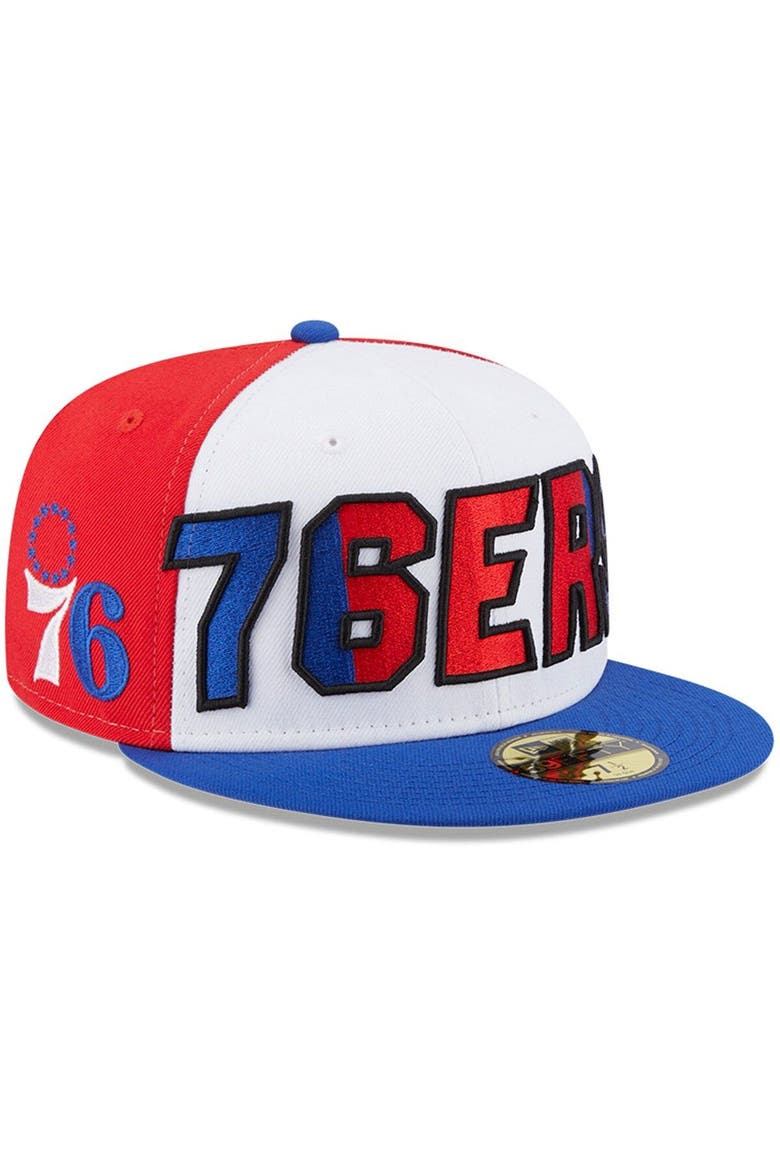 Men's New Era  White/Royal Philadelphia 76ers Back Half 9FIFTY Fitted Hat, Main, color, White