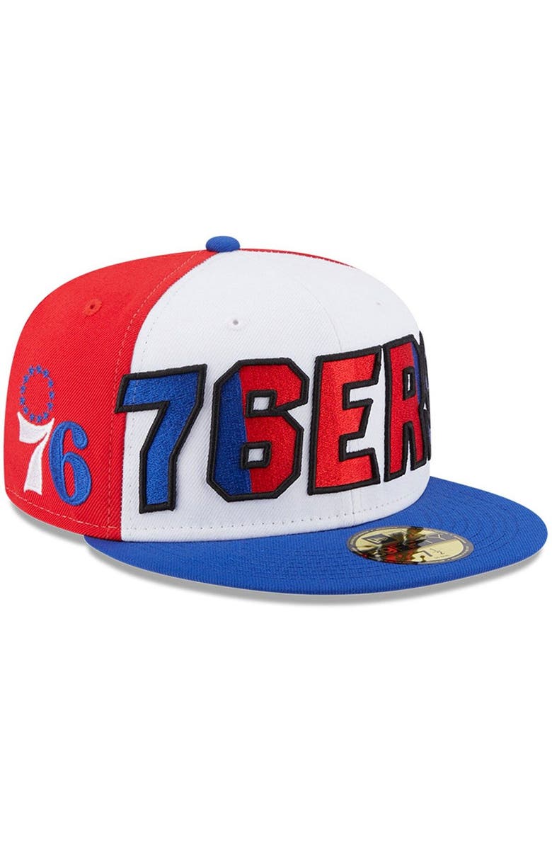 New Era Men's New Era White/Royal Philadelphia 76ers Back Half 9FIFTY Fitted Hat, Main, color, White