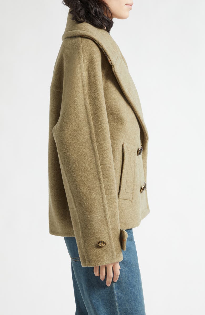 Burberry Caitlin Short Peacoat, Alternate, color, Glade Green/ Glade Green Check