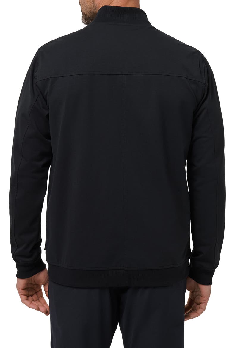Stretch Cotton Bomber Jacket, Alternate, color, BLACK