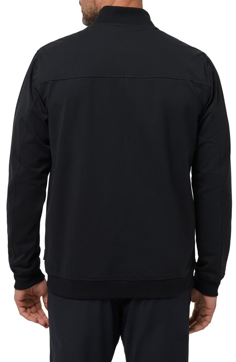 TravisMathew Stretch Cotton Bomber Jacket, Alternate, color, Black