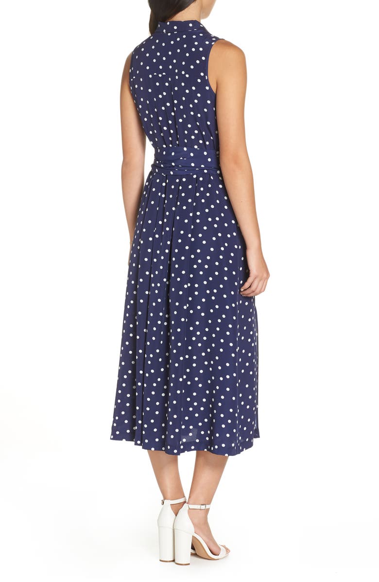 1901 Polka Dot Midi Shirtdress, Alternate, color, Navy Dot