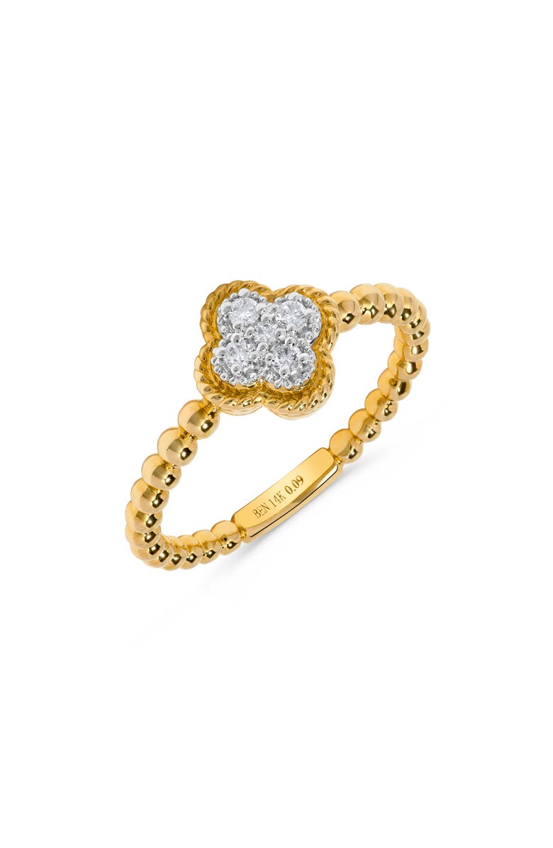 H.J. Namdar 14K Gold Pavé Diamond Clover Ring, Alternate, color, Yellow Gold