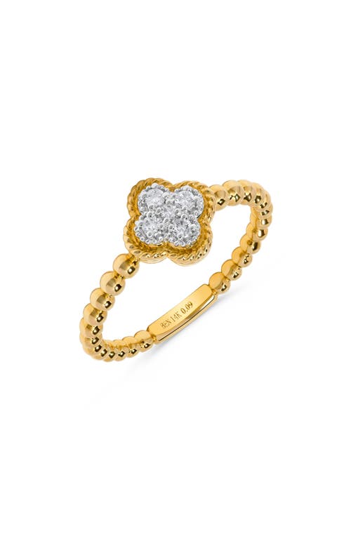H.j. Namdar 14k Gold Pavé Diamond Clover Ring In Gold