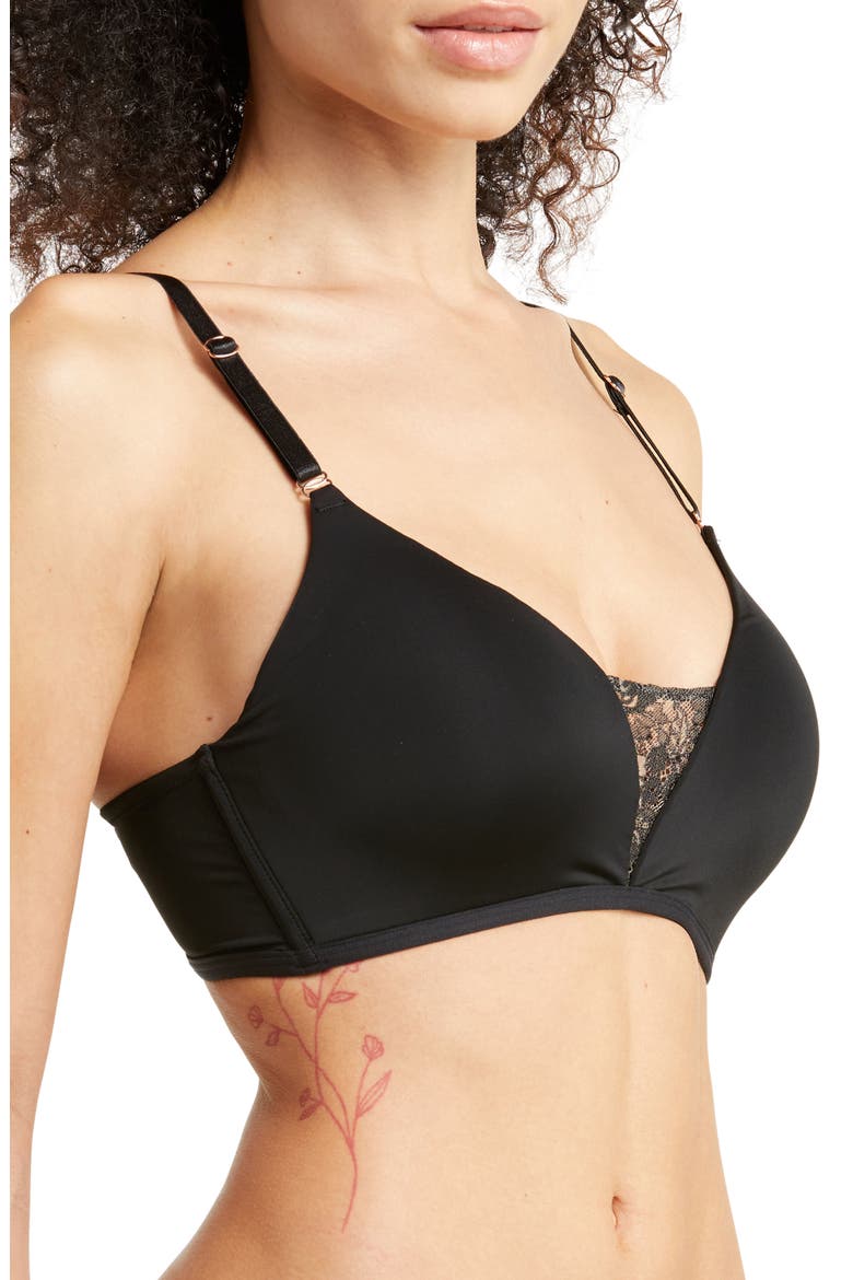 Entice Wireless Push-Up Bra, Alternate, color, BLACK/ NYLON