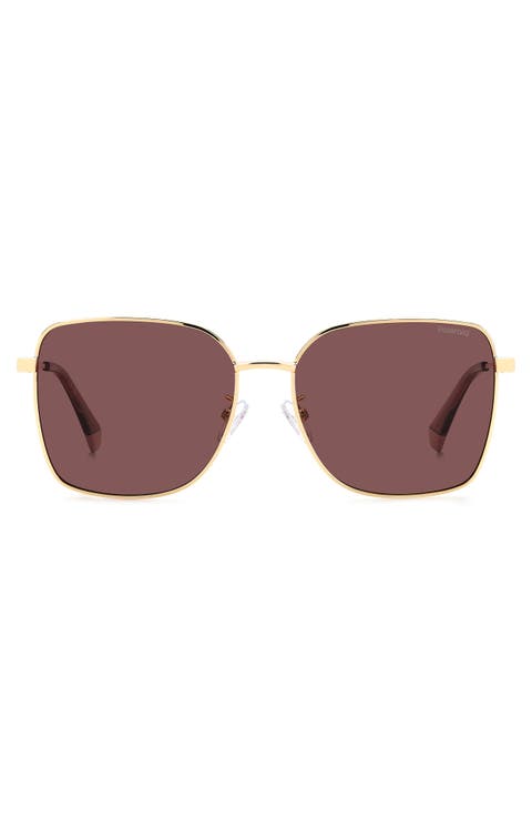 58mm Polarized Rectangular Sunglasses