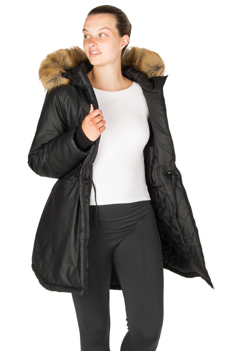 Sofia - Waxed Shell 3 in 1 Maternity Parka, Alternate, color, BLACK