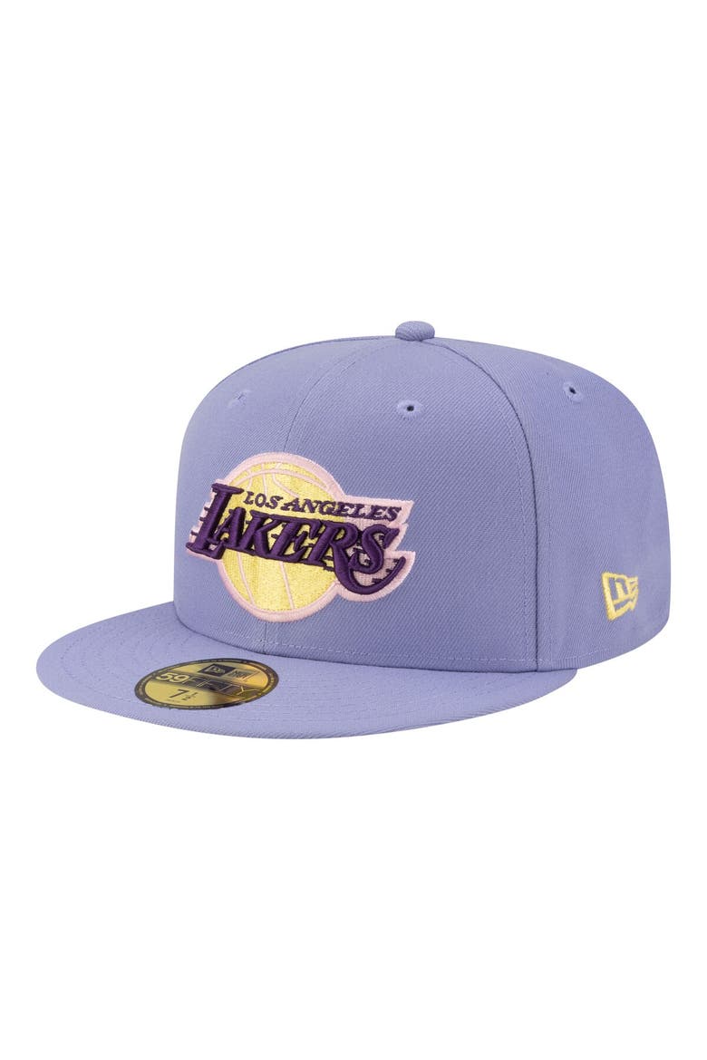 Men's New Era Lavender Los Angeles Lakers Color Pack 59FIFTY Fitted Hat, Alternate, color, Lavender