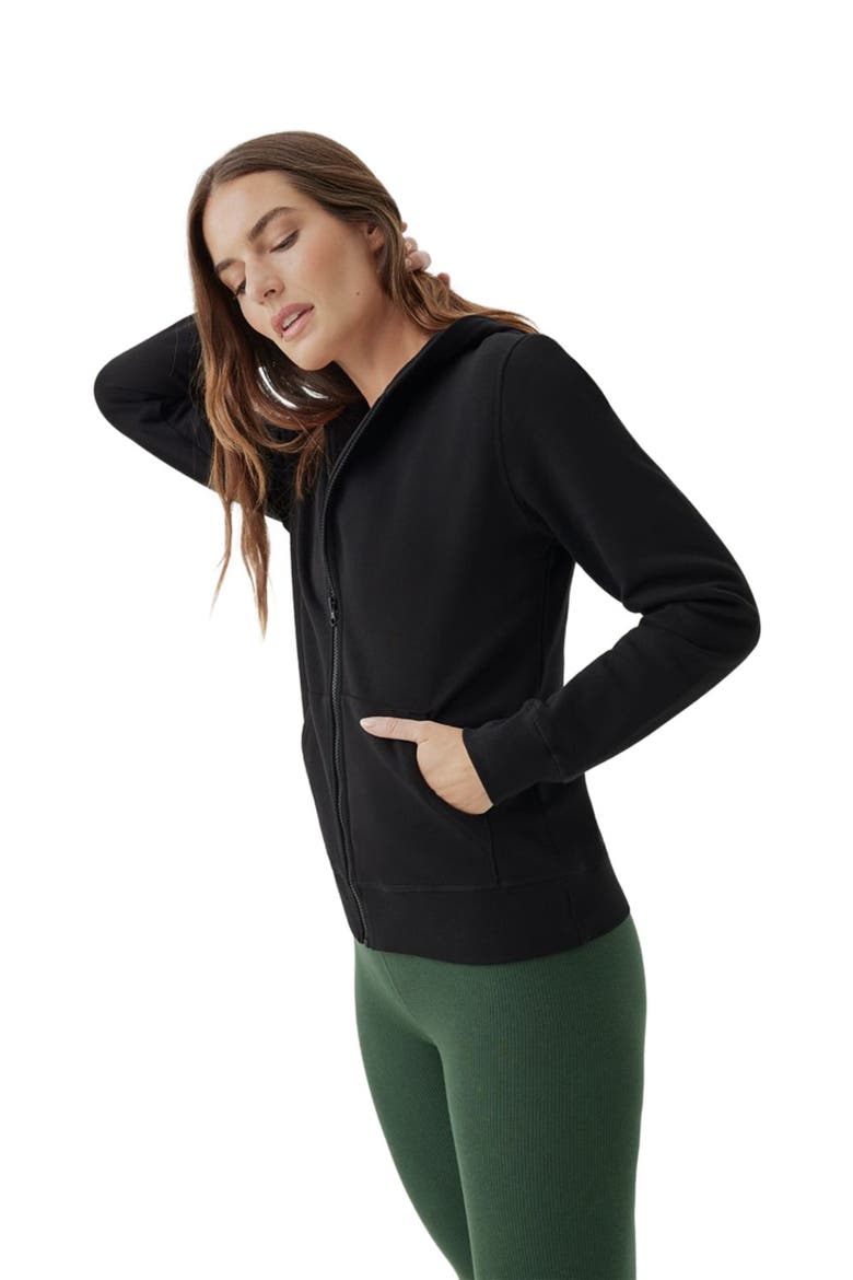 Organic Cotton Brushed Fleece Zip Hoodie, Alternate, color, Black