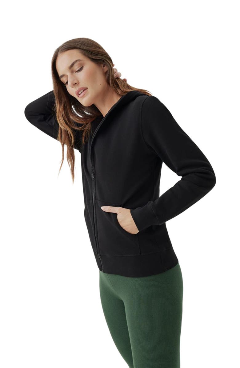 Pact Organic Cotton Brushed Fleece Zip Hoodie, Alternate, color, Black