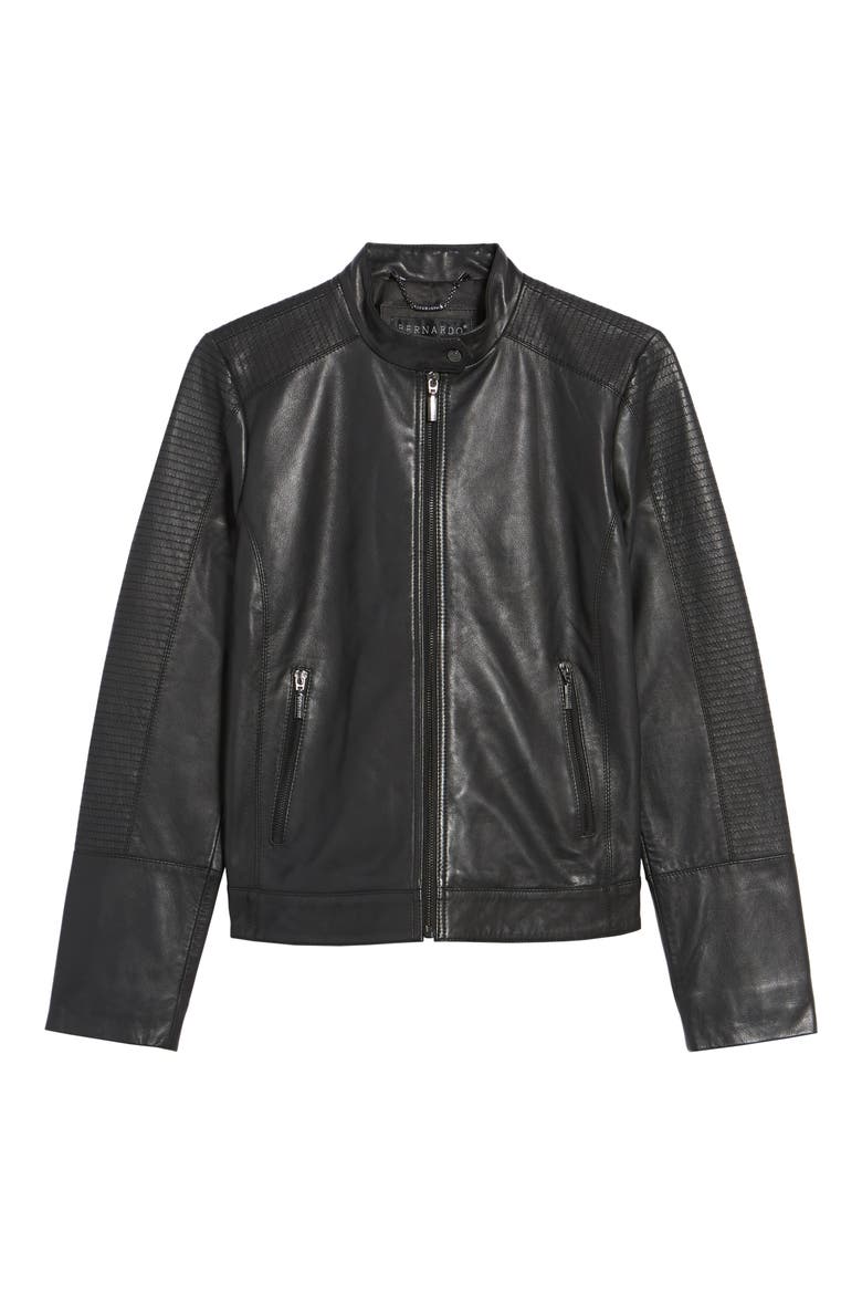 Kirwin Leather Moto Jacket, Alternate, color, BLACK