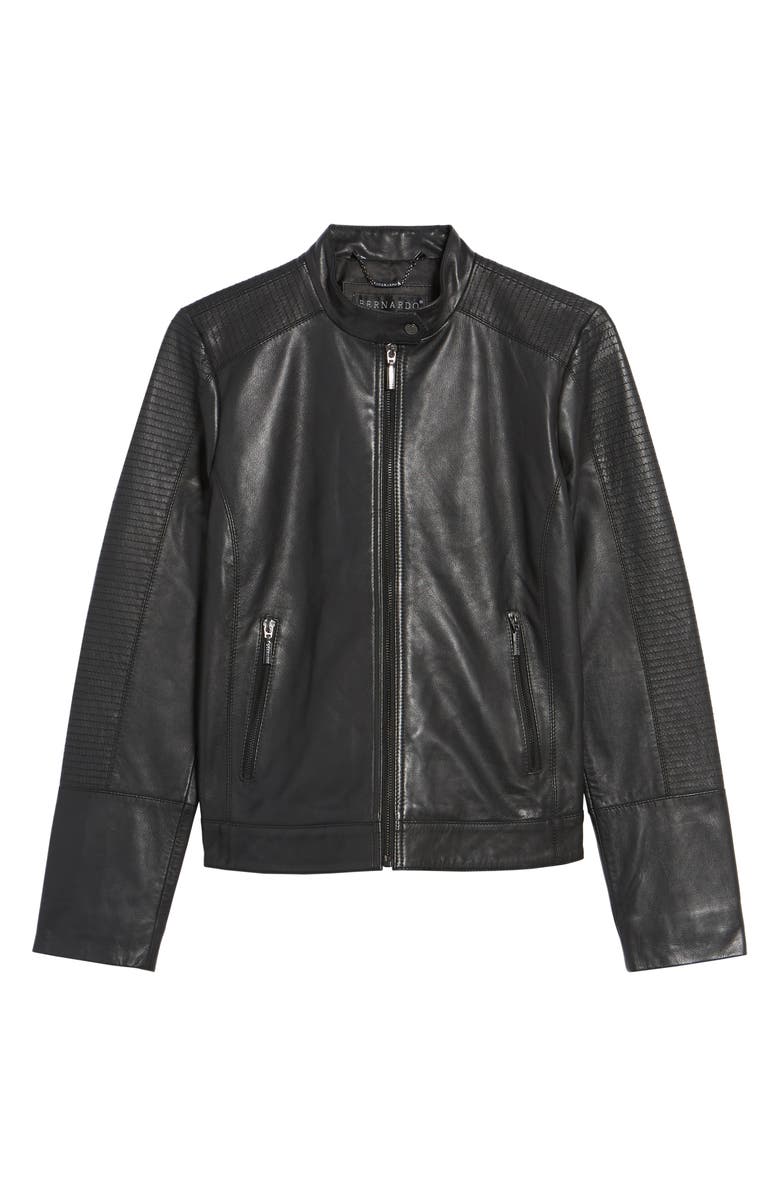 Bernardo Kirwin Leather Moto Jacket, Alternate, color, Black