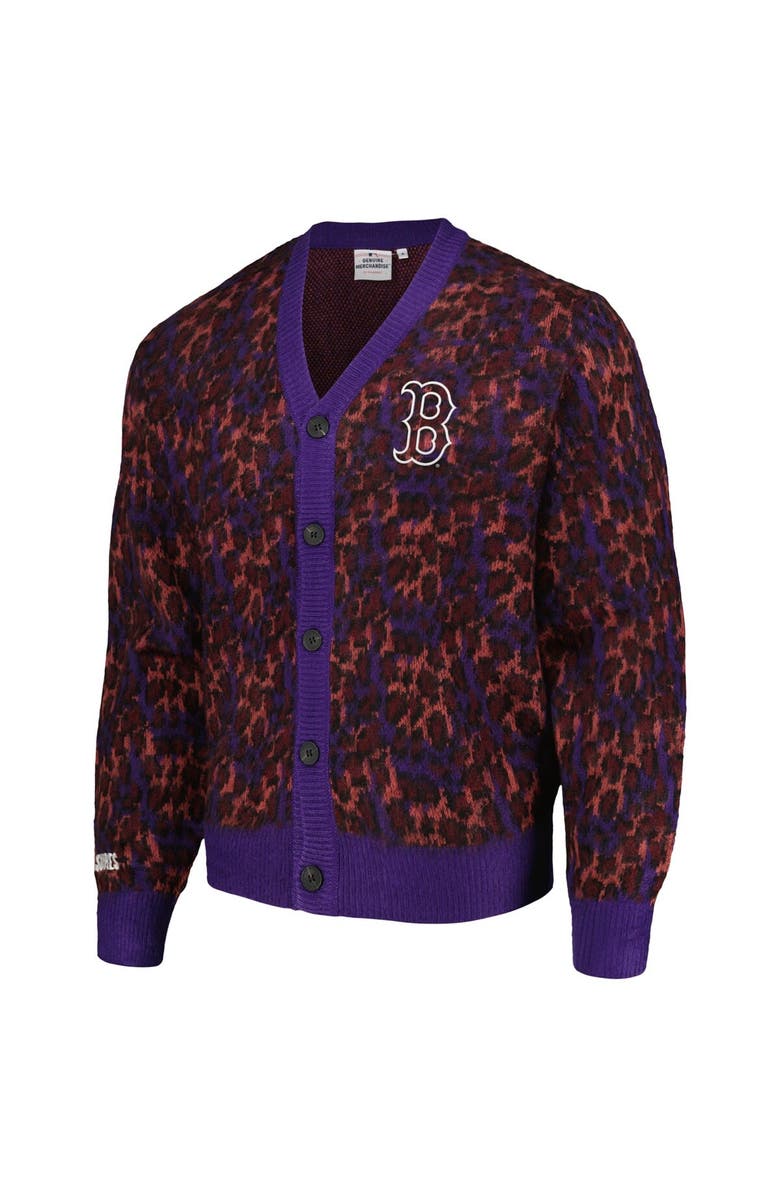 PLEASURES Men's PLEASURES Purple Boston Red Sox Cheetah Cardigan Button-Up Sweater, Alternate, color, Purple
