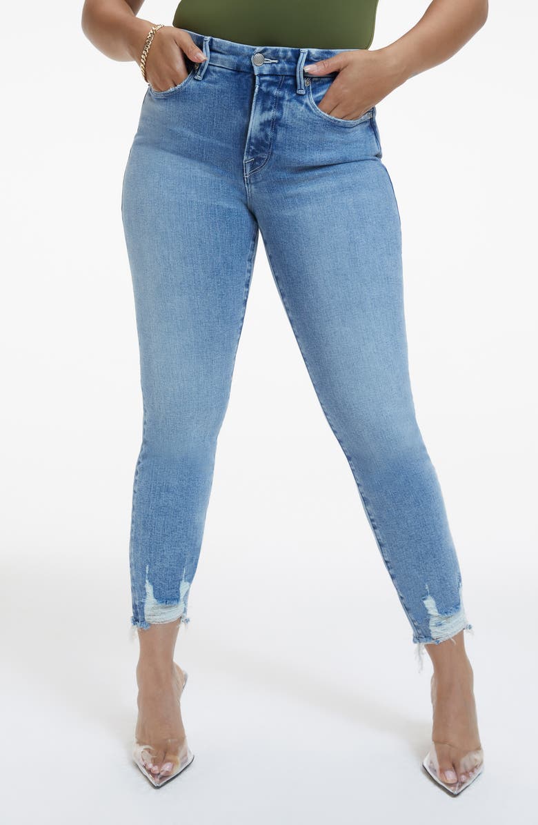 Good American Good Leg Curtain Hem Straight Leg Jeans, Alternate, color,