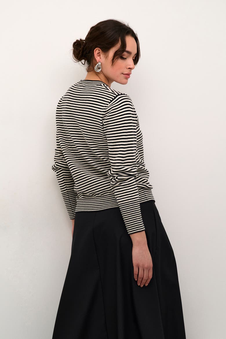 Kanala Round Neck Tight Knit Pullover, Alternate, color, Chalk / Black