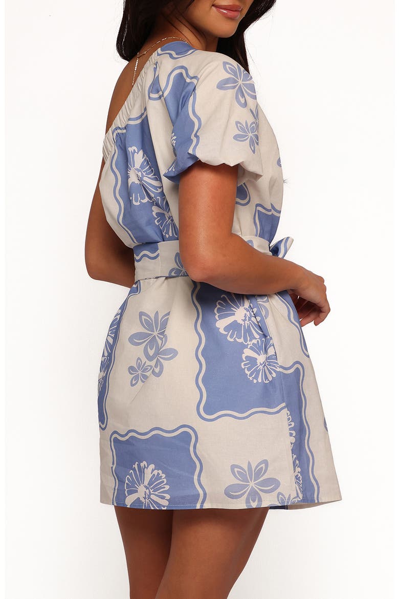 Dylan Printed One-Shoulder Minidress, Alternate, color, BLUE DAHLIA