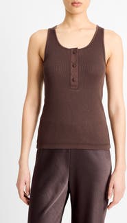 Vince Rib Pima Cotton Henley Tank