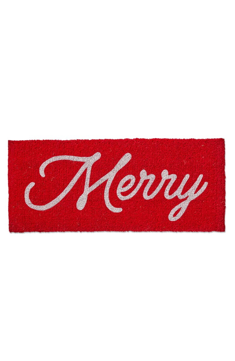 tag Merry Estate Coir Door Mat Natural Christmas Doormat Red, Main, color, Red