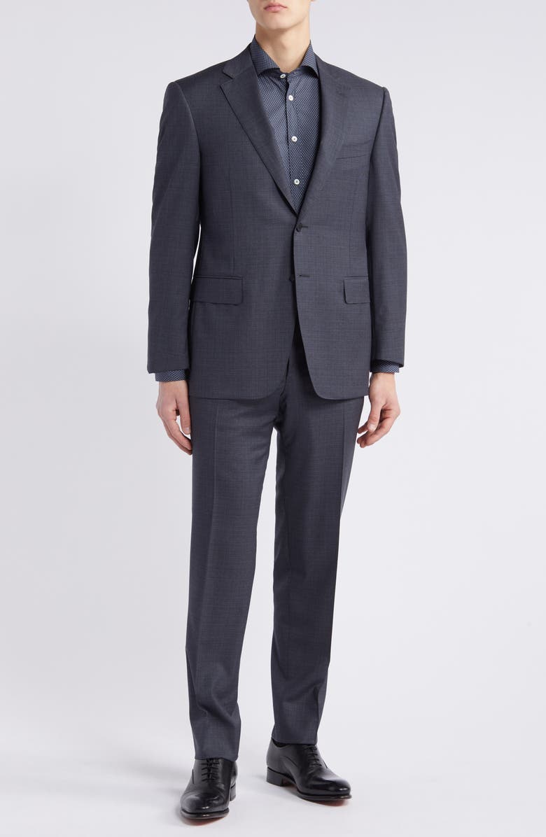 Canali Siena Regular Fit Shadow Plaid Wool Suit, Main, color,