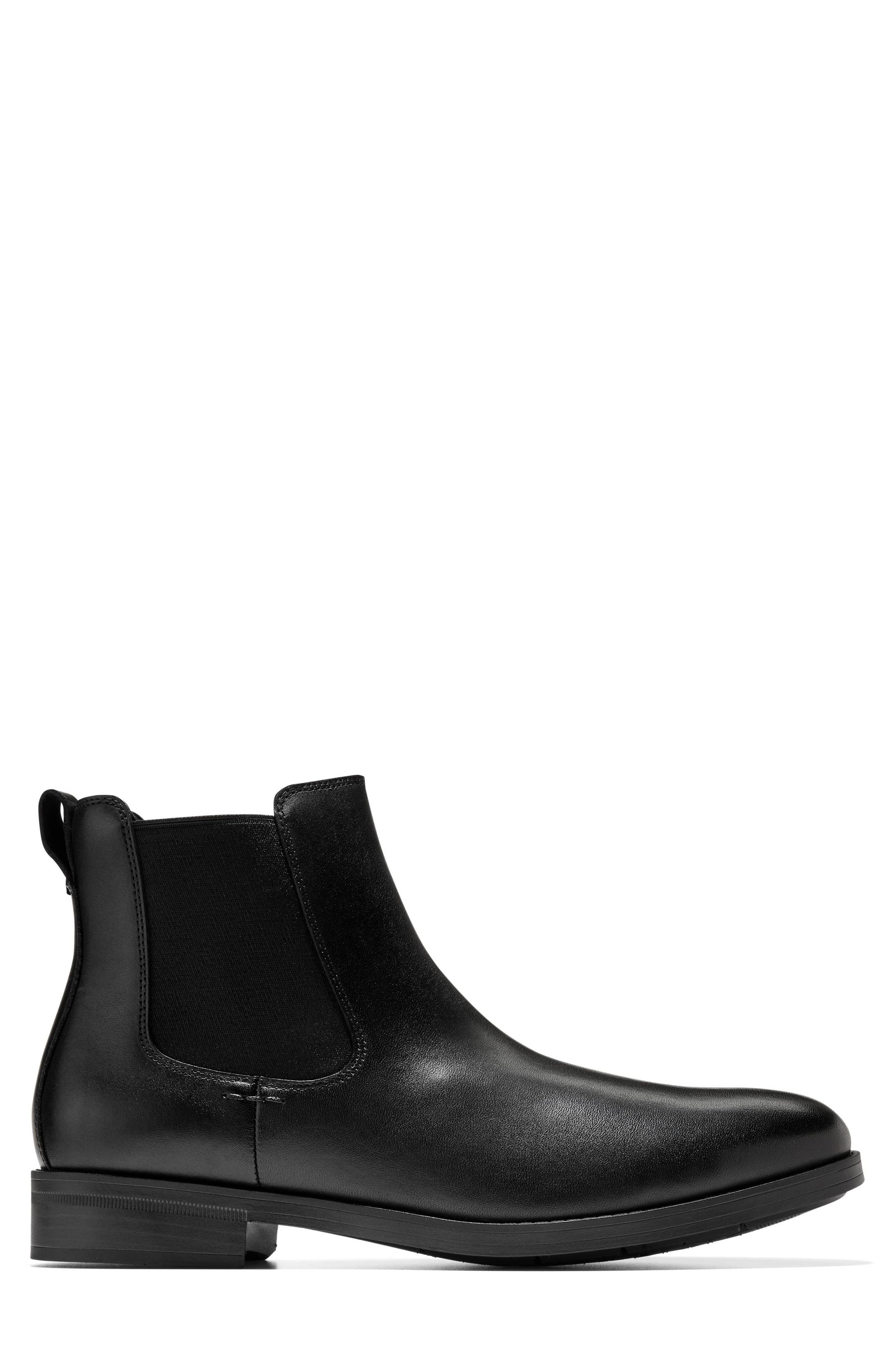 Cole Haan Newmark Grand Water Resistant Chelsea Boot, Alternate, color, Black / Black