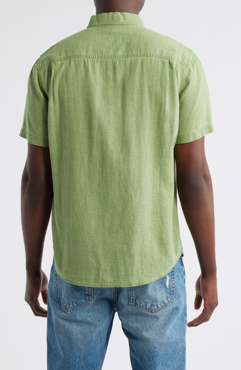 Rails Paros Short Sleeve Linen Blend Button-Up Shirt, Alternate, color, Matcha