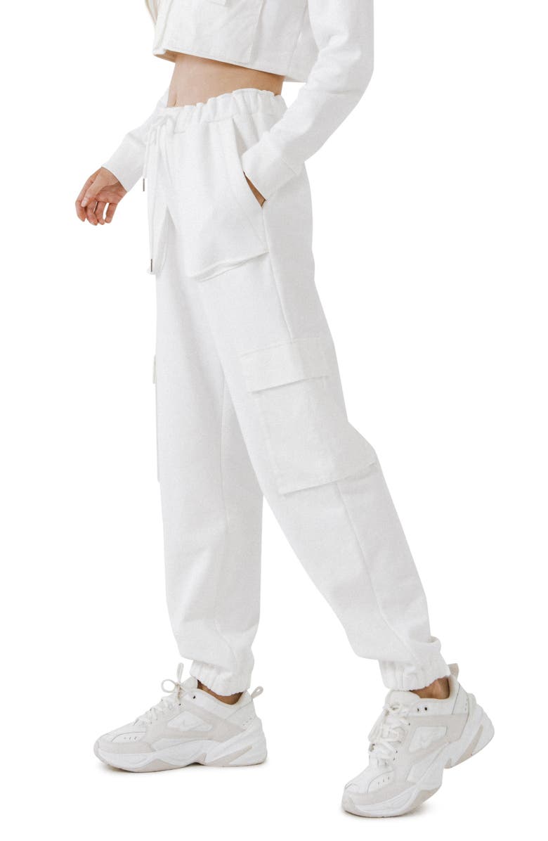 Grey Lab Pocket Loungewear Cotton Joggers, Alternate, color, White