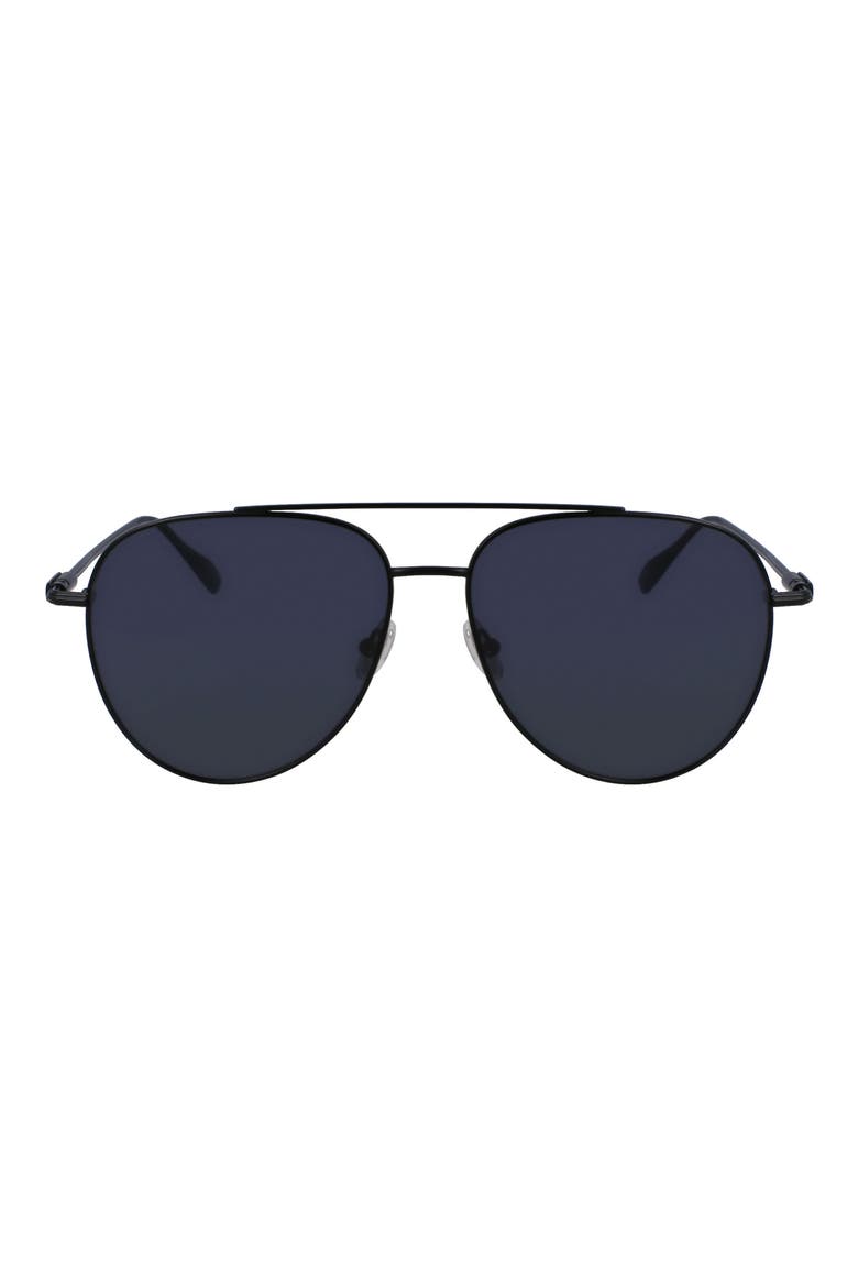 Gancini Evolution 61mm Aviator Sunglasses, Main, color, MATTE BLACK