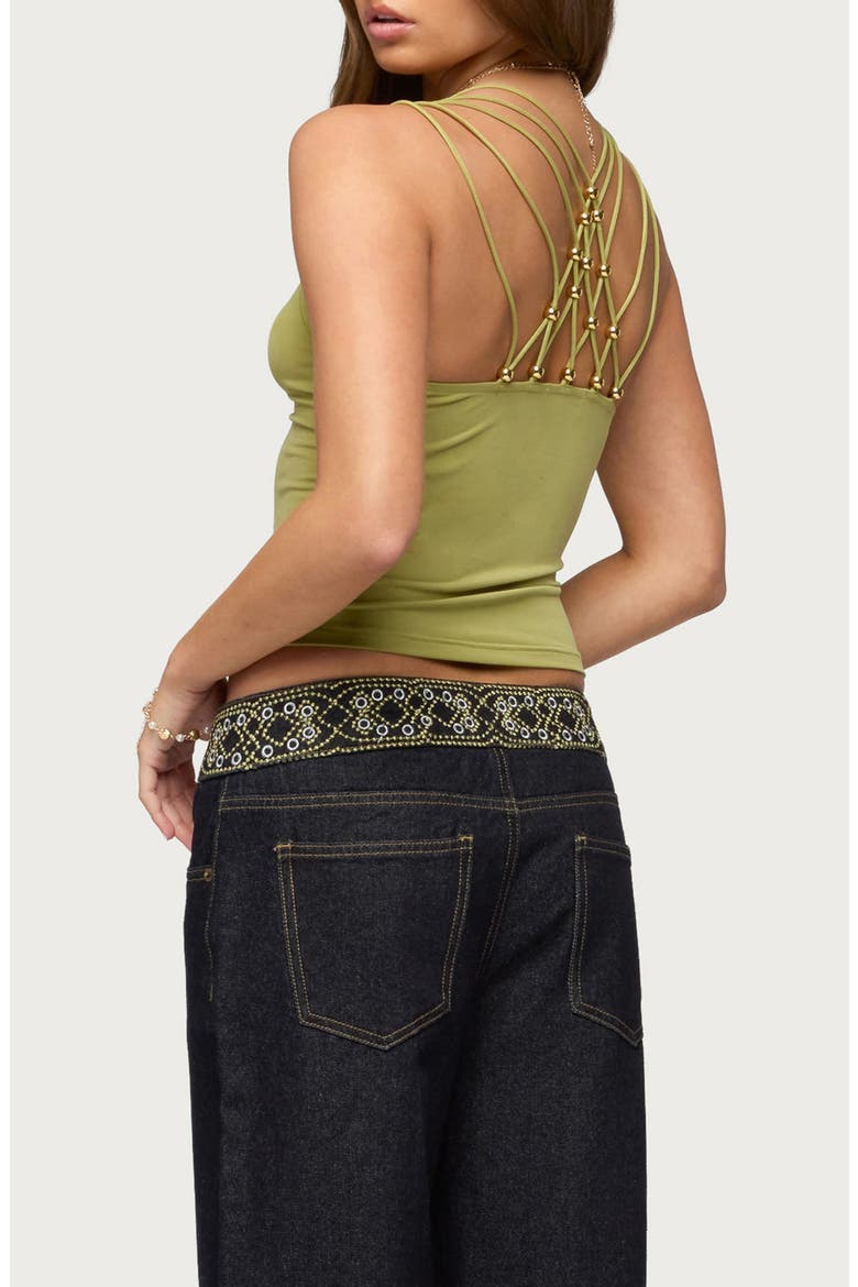 Vinney Strappy Bead Camisole, Alternate, color, GREEN
