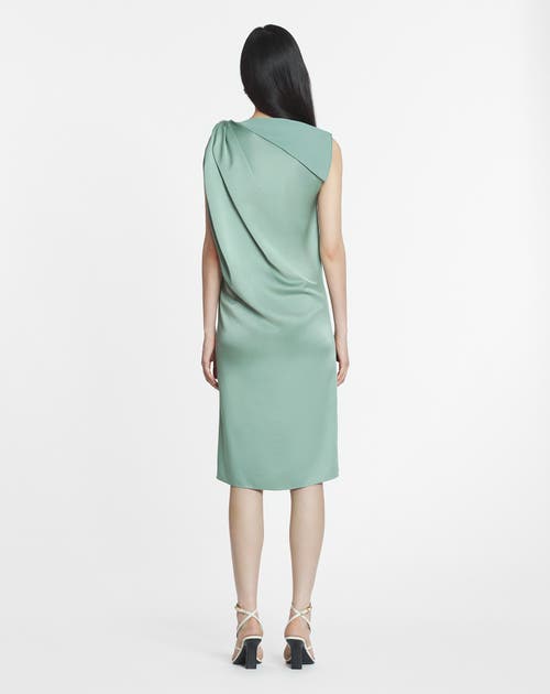 Lanvin Draped Mini Dress With Elegant Detailing In Vert De Gris