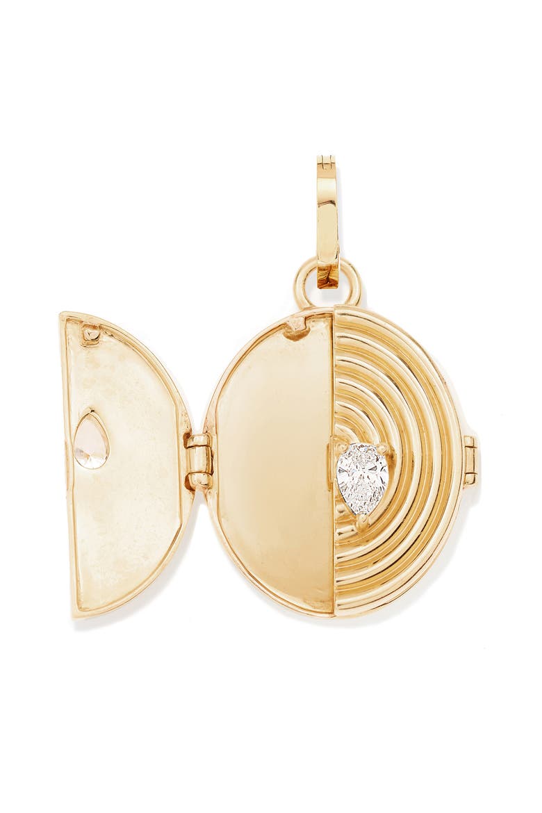 Diamond Oval Locket Charm, Alternate, color, 14K YELLOW GOLD