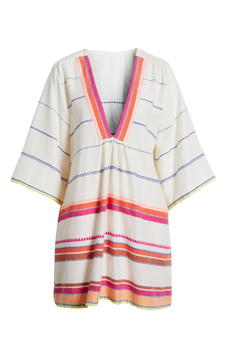 lemlem Belkis Mixed Stripe Cotton Blend Cover-Up Dress, Alternate, color, 